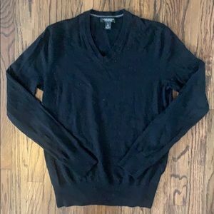 Mens Banana Republic Merino Wool Blk VNeck Sweater